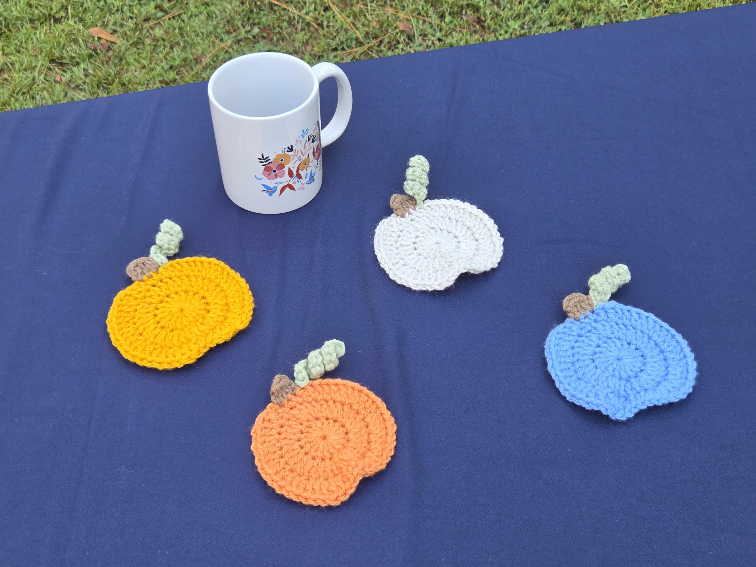 4 Piece Set of Pumpkin Coasters - Image 3