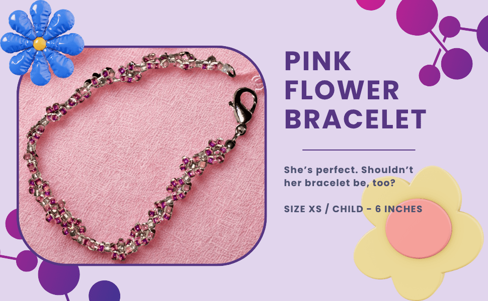 Kid's Pink Flower Bracelet - Image 2