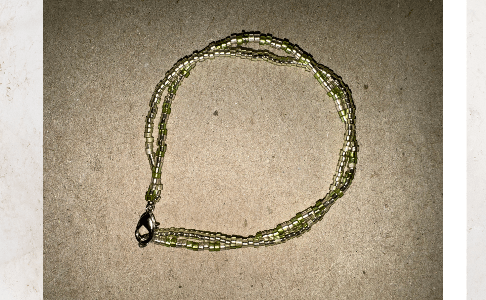 Double Stranded Green & Silver Bracelet - Image 2