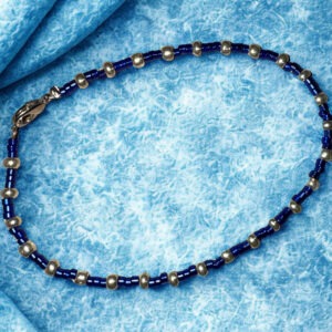 Blue and silver beaded bracelet.