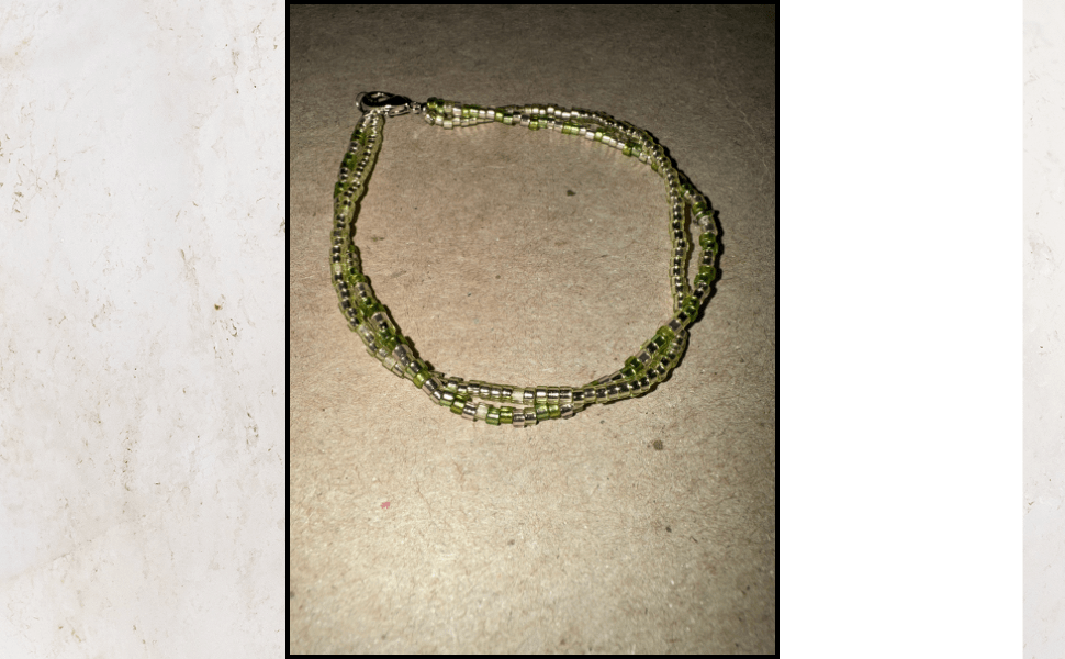 Double Stranded Green & Silver Bracelet - Image 3