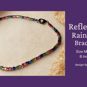 Beautiful rainbow beaded bracelet with lobster claw clasp, medium size, 8 inches.