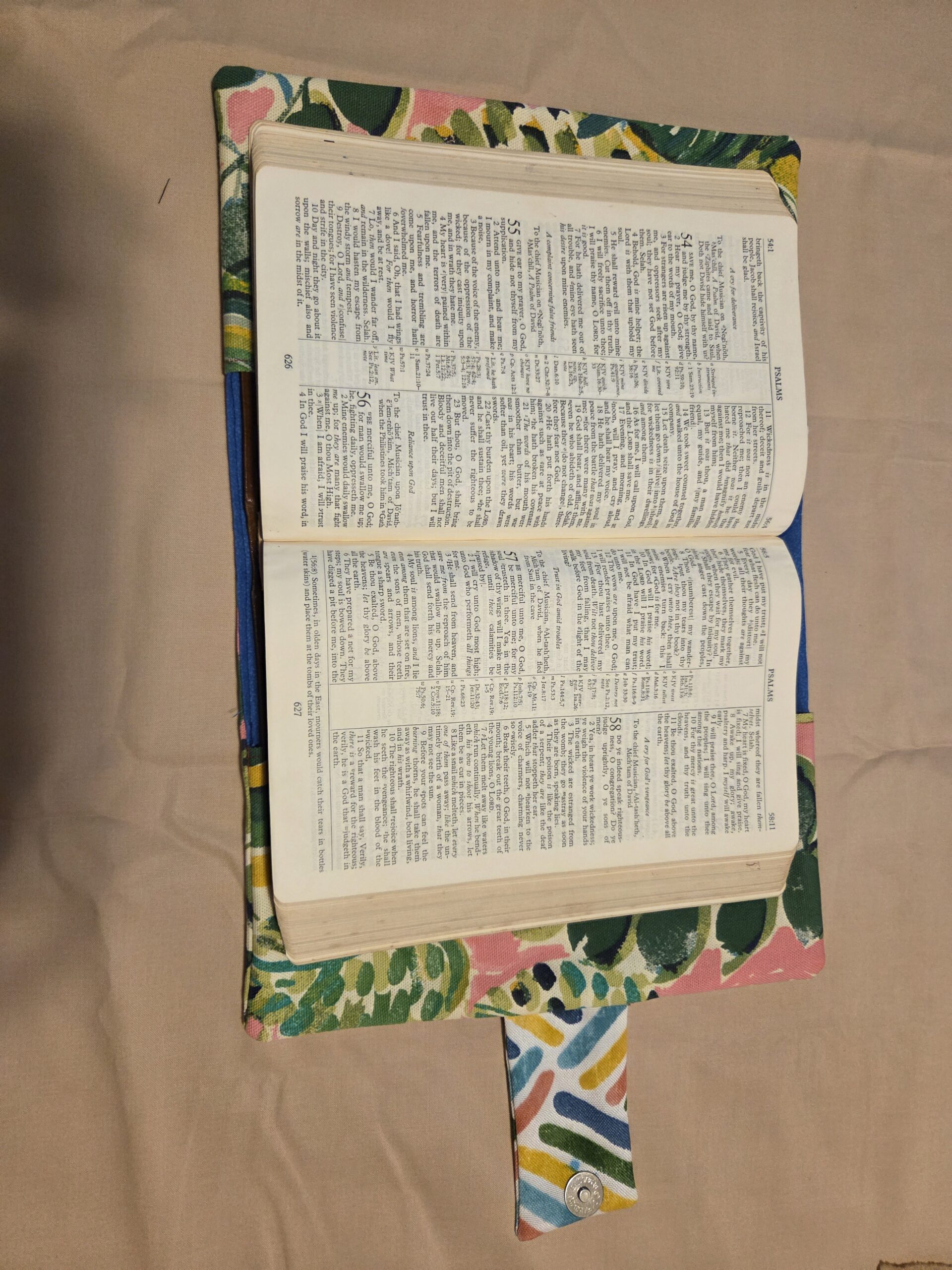 Bible Case: Monstera & Banana Leaves with Geometric Pattern - Rusty Red Trim, Blue Lining - Image 4