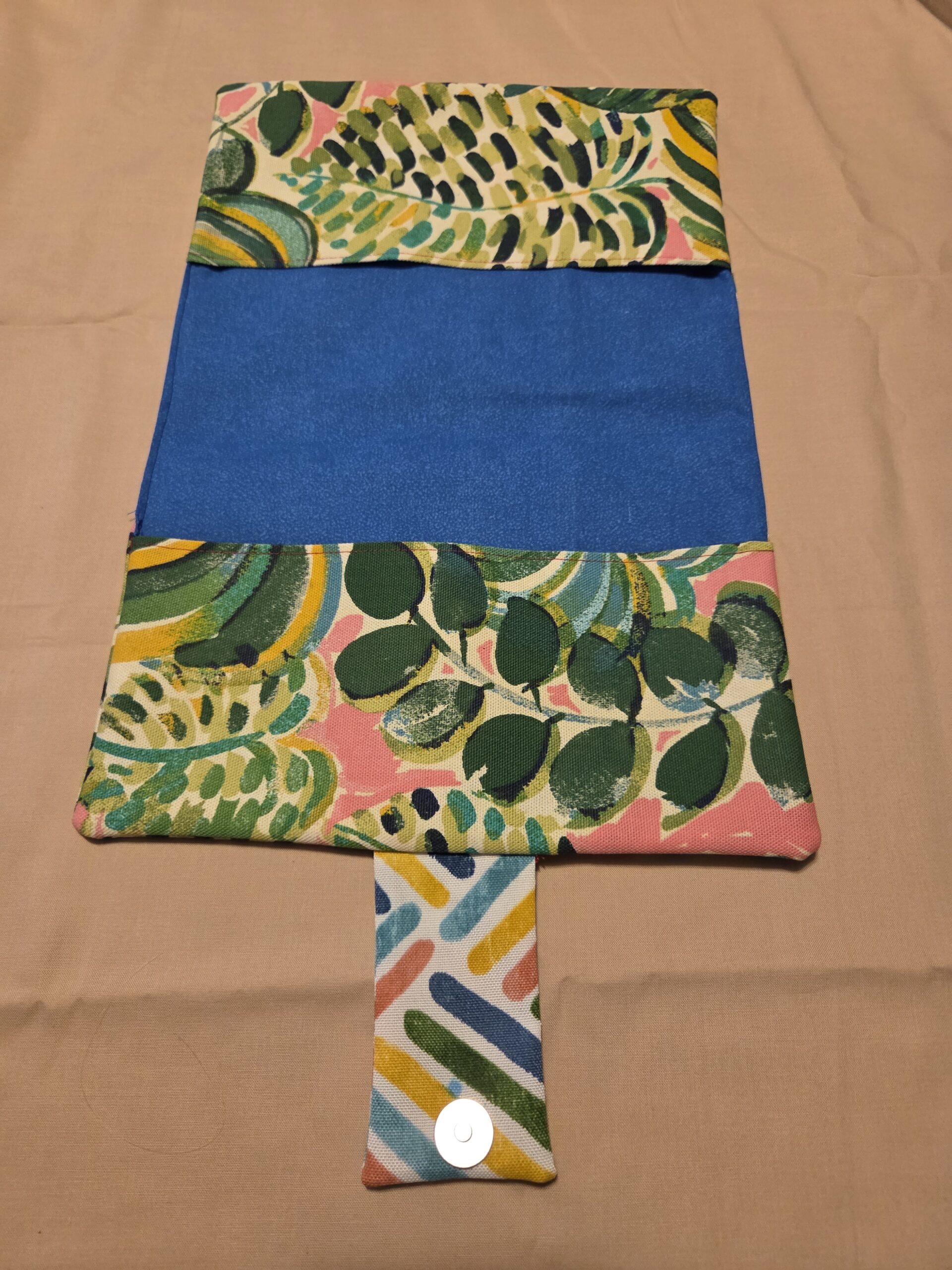 Bible Case: Monstera & Banana Leaves with Geometric Pattern - Rusty Red Trim, Blue Lining - Image 11