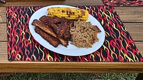 Hot Hot Hot! Placemats, set of 4, reversible - Grill Flames + Sriracha sauce - Image 5