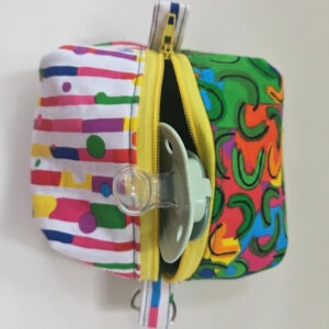 Boxy Pacifier Pouch, multicolored, various prints, holds~4 pacifiers.