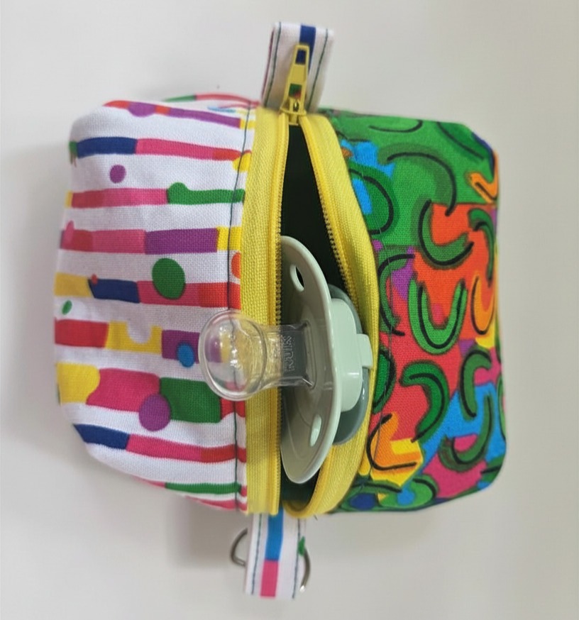 Boxy Pacifier Pouch, multicolored, various prints, holds~4 pacifiers.