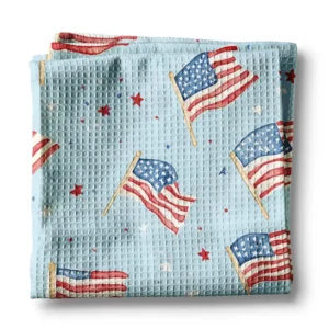 Folded towel - American flags, red stars on a blue background