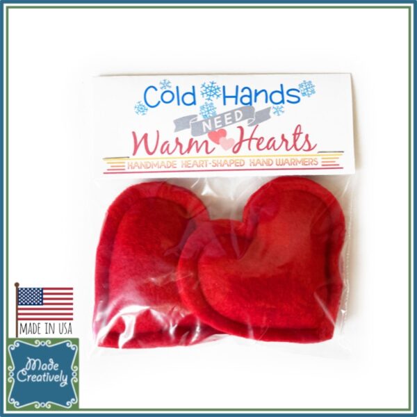 Cold Hands Need Warm Hearts! Set of 2 Handmade Heart-Shaped Hand Warmers - Image 2
