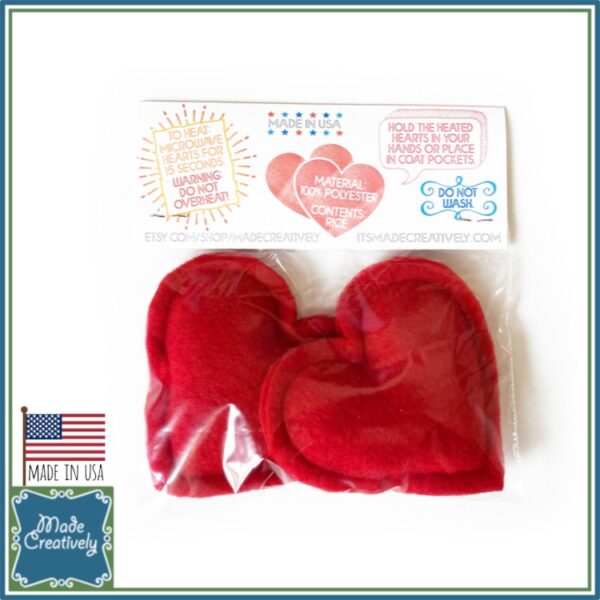 Cold Hands Need Warm Hearts! Set of 2 Handmade Heart-Shaped Hand Warmers - Image 3