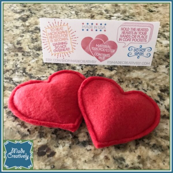 Cold Hands Need Warm Hearts! Set of 2 Handmade Heart-Shaped Hand Warmers - Image 5