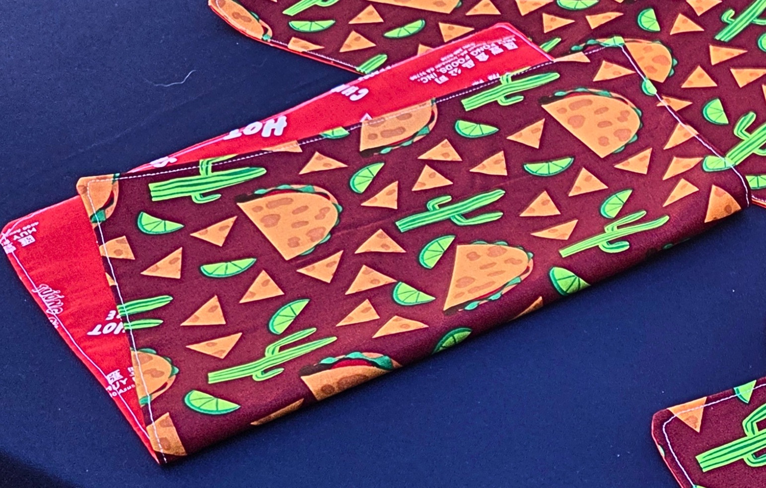 Taco Tuesday Hotsauce Placemats, set of 4; Reversible with Sriracha Sauce Print; Mexican Place mats, Southwest Place mats, Cinco de Maya Placemats - Image 3