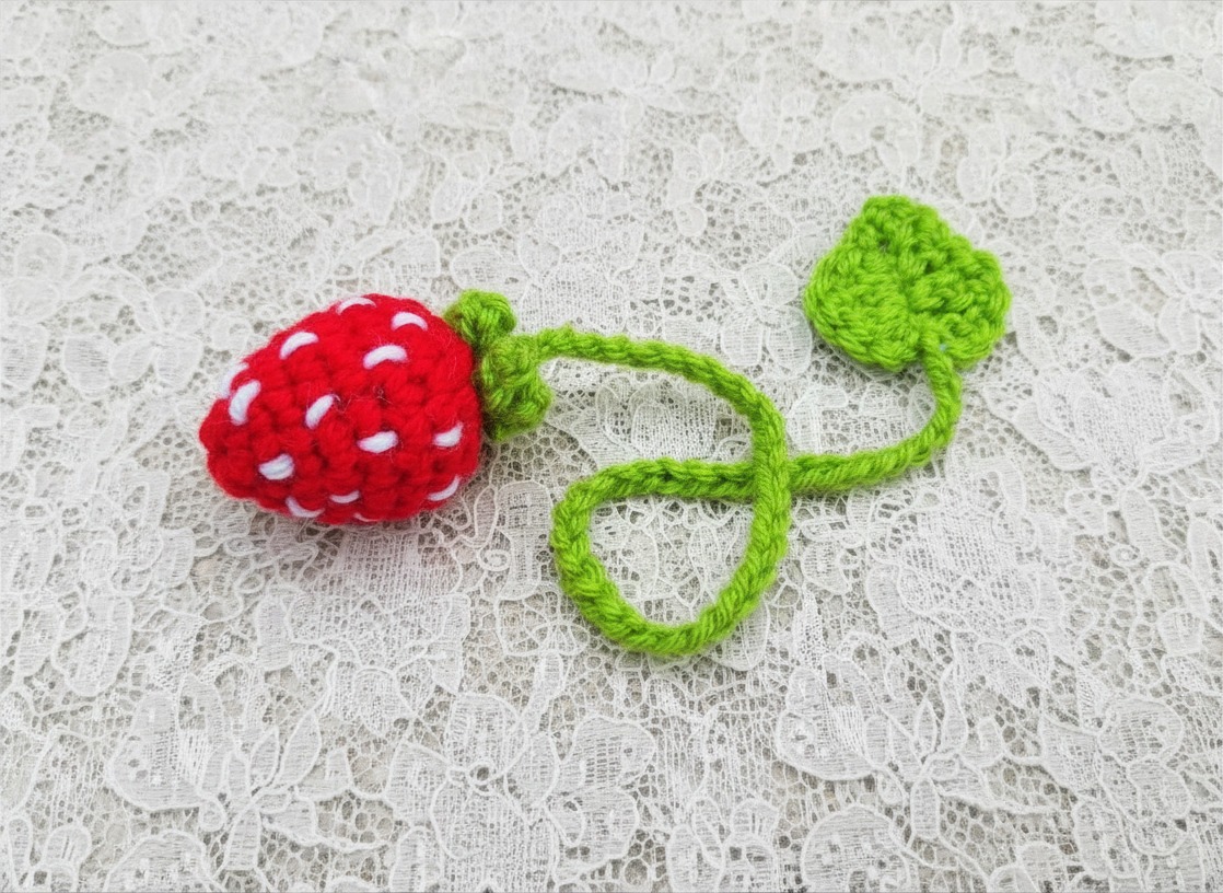 Strawberry Bookmark - crocheted - Image 3