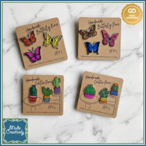 Handmade Pin Set - Butterfly | Cactus