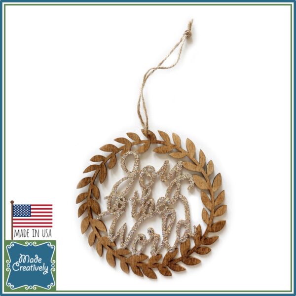 Wooden Nativity Christmas Ornament with Champagne Glitter - Image 4