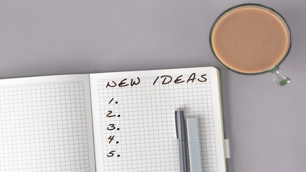 Blank Notebook with Bullet list for New Ideas