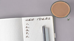 Blank Notebook with Bullet list for New Ideas