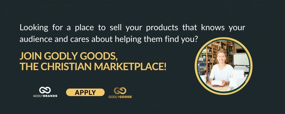 Image with invitation to join the marketplace. Shows smiling shop owner