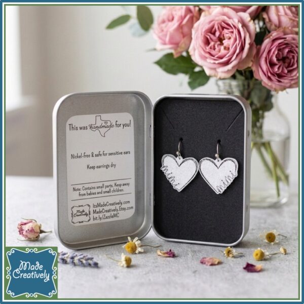 Glittery Heart Earrings