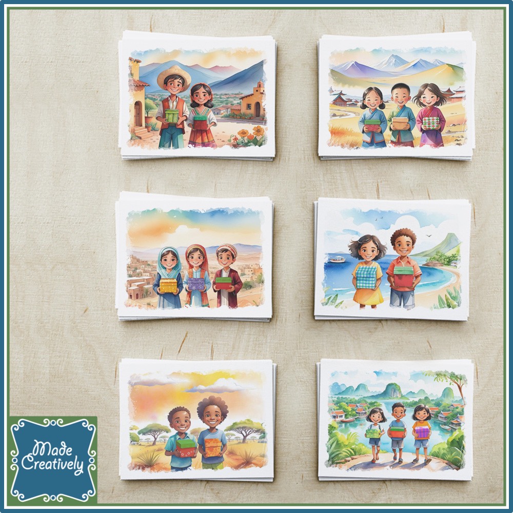 'Living Water'color Greeting Cards: Shoebox Kids - Image 5