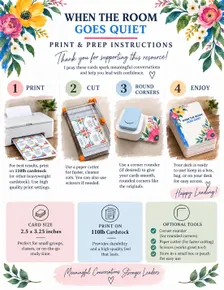 Print and prep instructions for the When the Room Goes Quiet digital Bible study card deck.
