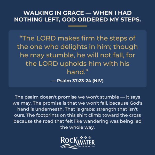 Walking in Grace Christian T-Shirt | Psalm 37:23 God Ordered My Steps Tee | Faith Shirt for Women - Image 5