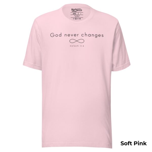 God Never Changes Christian T-Shirt | Malachi 3:6 Faith Tee | Minimalist Bible Verse Shirt for Women & Men - Image 5