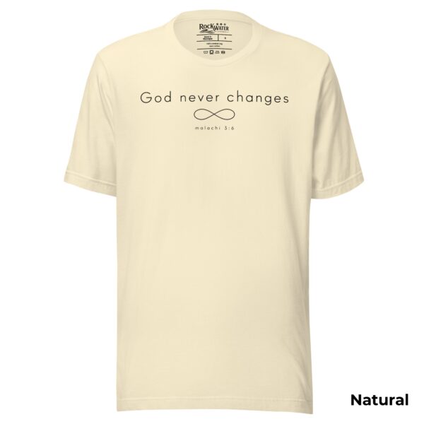 God Never Changes Christian T-Shirt | Malachi 3:6 Faith Tee | Minimalist Bible Verse Shirt for Women & Men - Image 6