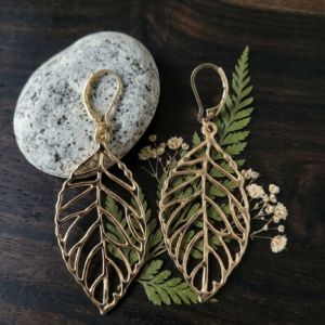 Gold Leaf Dangle Earrings, Nature Inspired Vine Botanical Jewelry