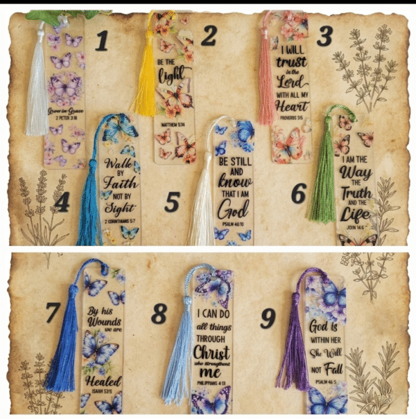 Floral Scripture Acrylic Bookmark, Bible Verse Gift, Butterfly Book Accessory - Image 11