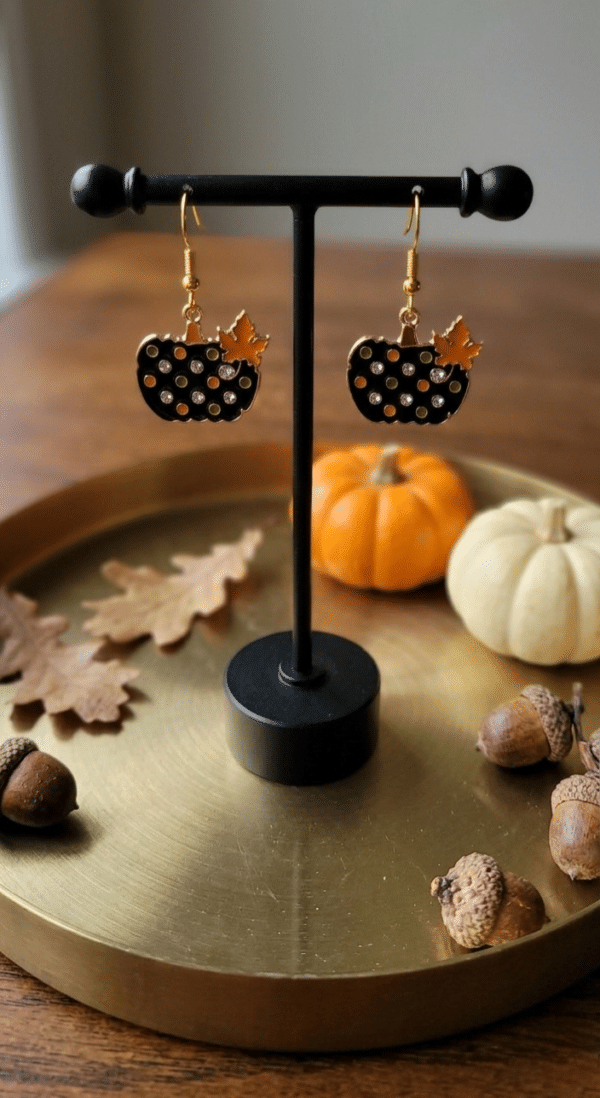 Enamel Pumpkin Dangle Earrings