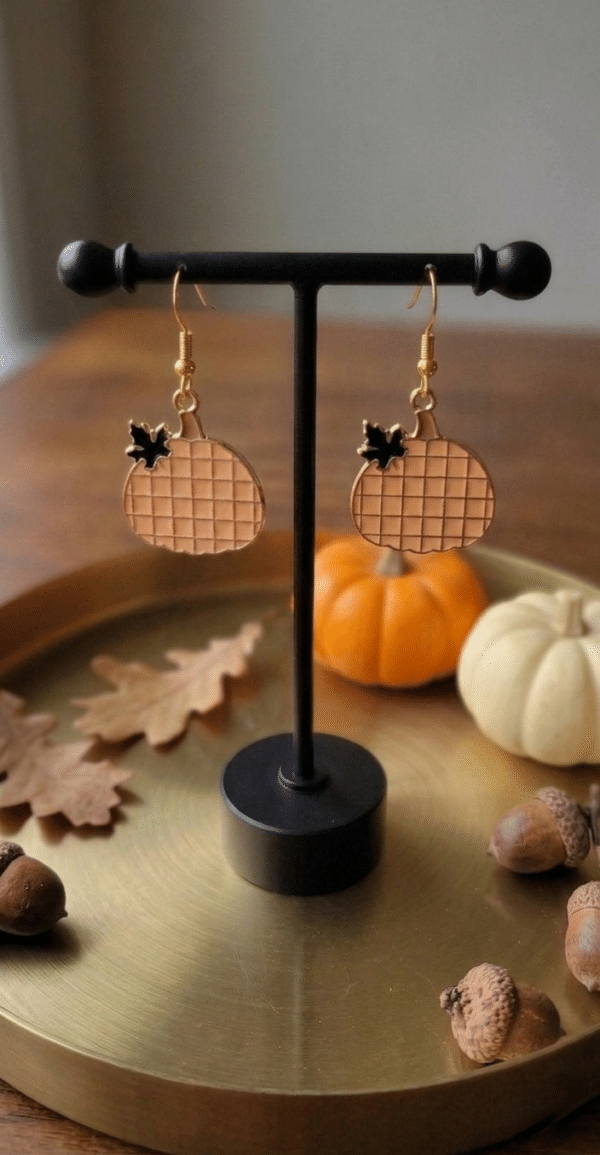 Enamel Pumpkin Dangle Earrings - Image 5