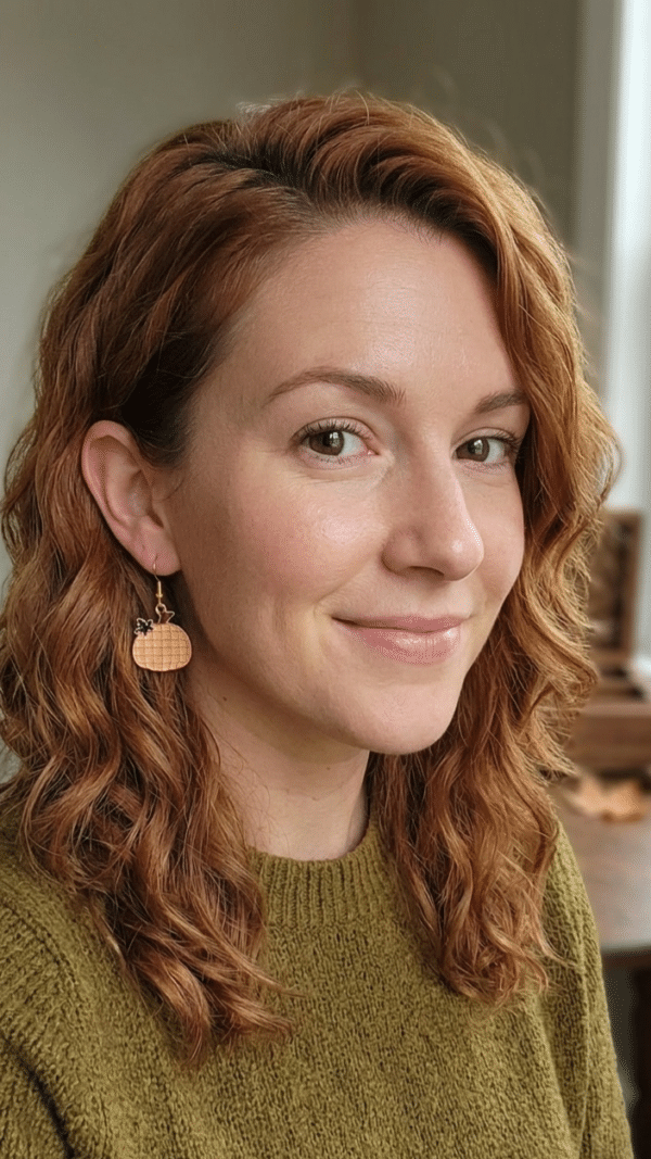 Enamel Pumpkin Dangle Earrings - Image 3