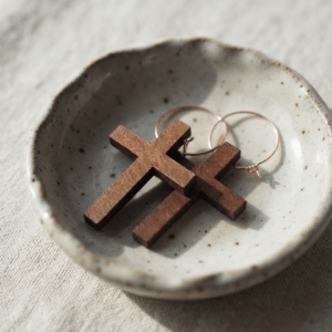 Wood Cross Earrings, Natural Earthy Faith Jewelry