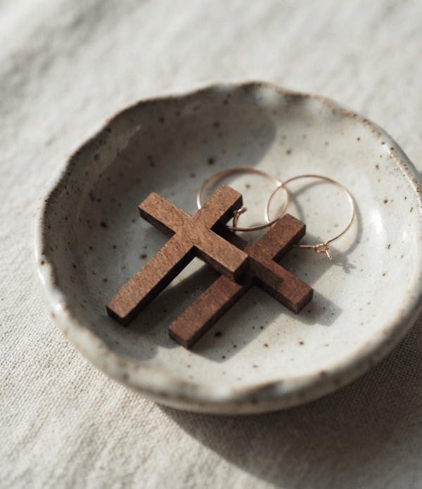 Wood Cross Earrings, Natural Earthy Faith Jewelry