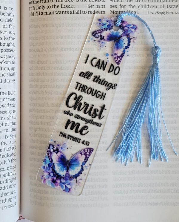 Floral Scripture Acrylic Bookmark, Bible Verse Gift, Butterfly Book Accessory - Image 10