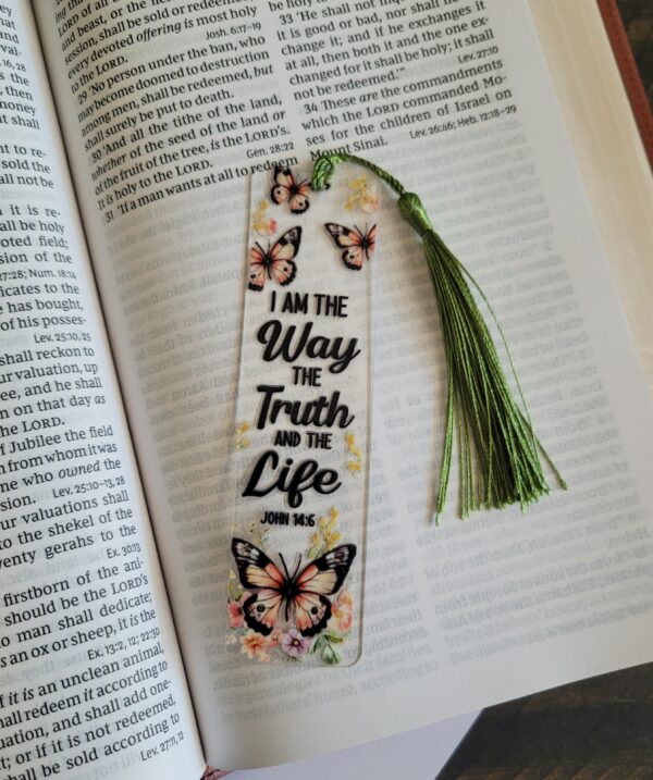 Floral Scripture Acrylic Bookmark, Bible Verse Gift, Butterfly Book Accessory - Image 8