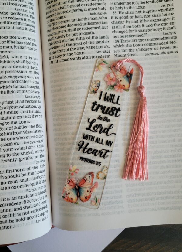 Floral Scripture Acrylic Bookmark, Bible Verse Gift, Butterfly Book Accessory - Image 6
