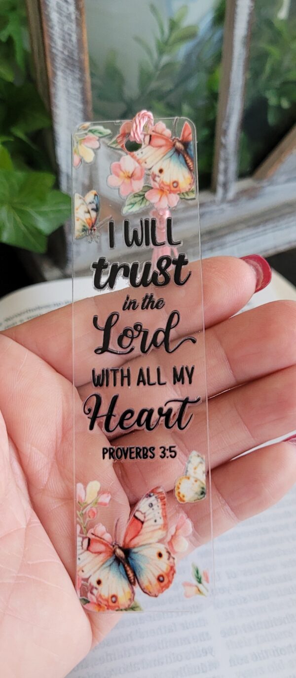 Floral Scripture Acrylic Bookmark, Bible Verse Gift, Butterfly Book Accessory - Image 12