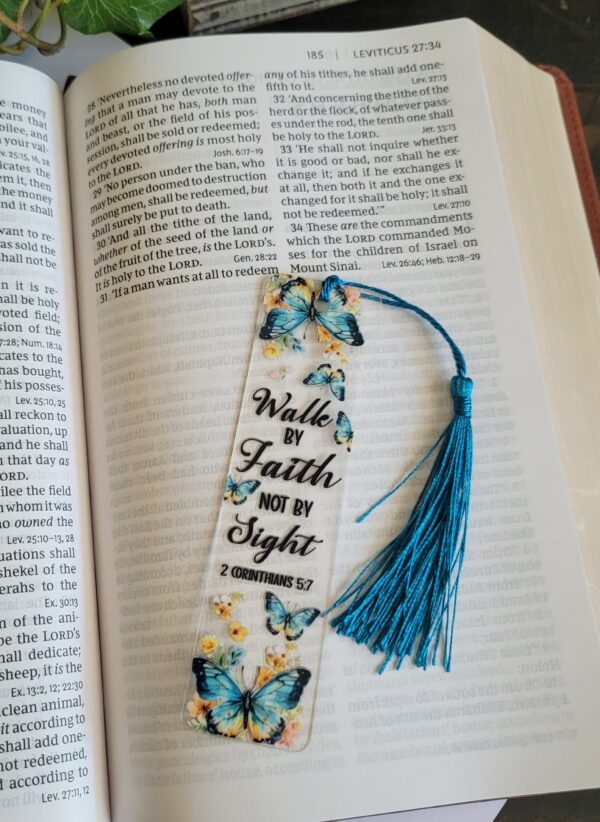 Floral Scripture Acrylic Bookmark, Bible Verse Gift, Butterfly Book Accessory - Image 4