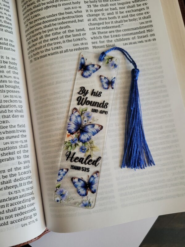 Floral Scripture Acrylic Bookmark, Bible Verse Gift, Butterfly Book Accessory - Image 3