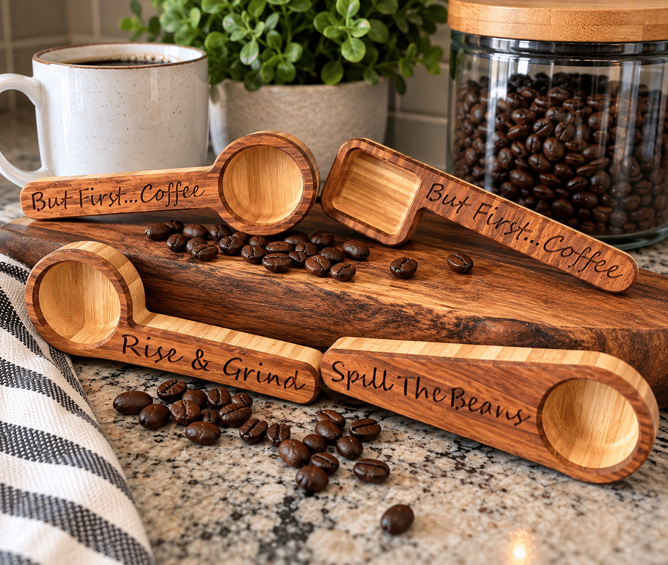 Engraved Wooden Coffee Scoop