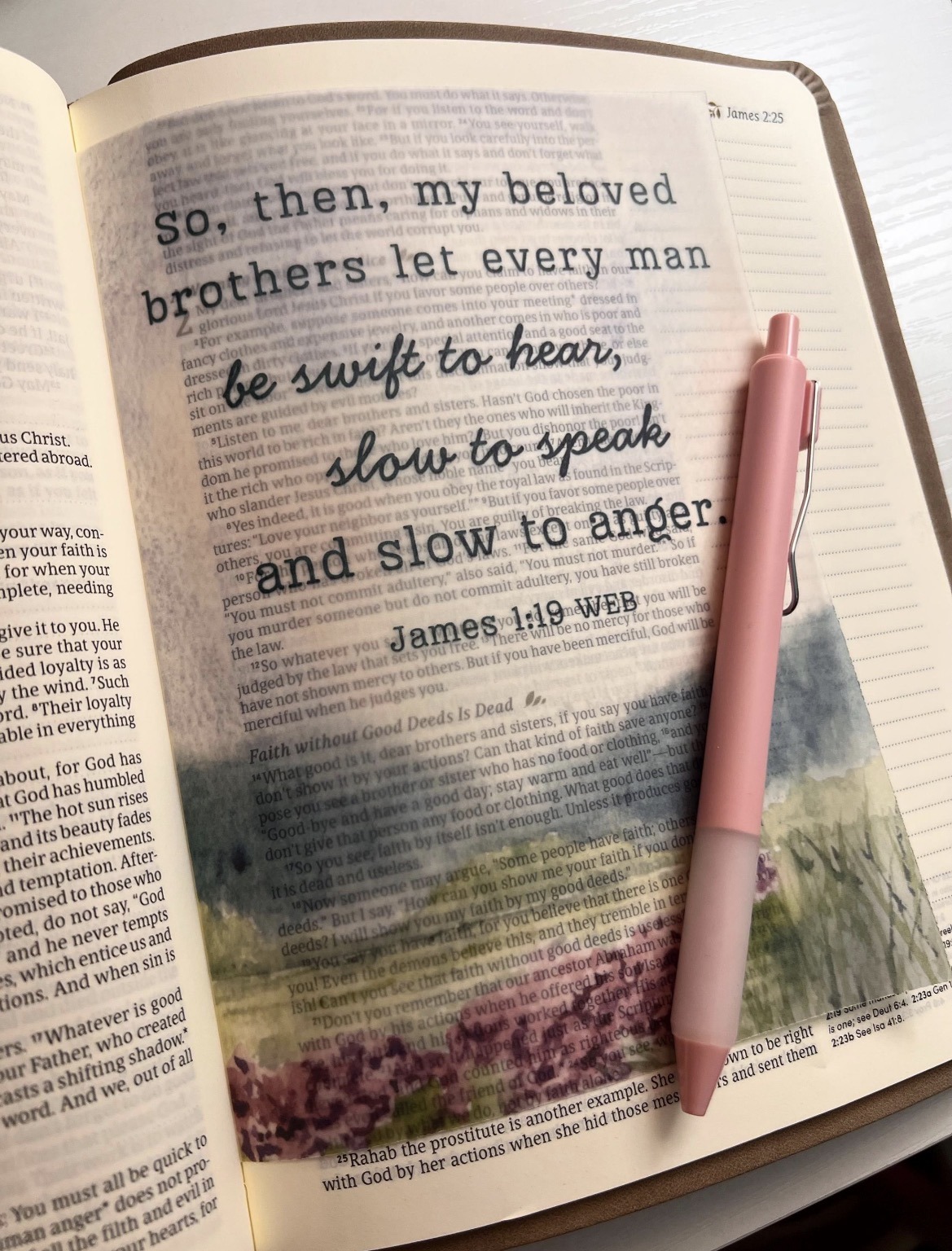 James 1:19 Bible Tip-In | Be Slow to Speak | Bible Journaling Insert | 5x7, 6x8 - Image 7