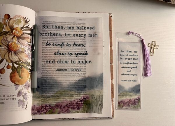 James 1:19 Bible Tip-In | Be Slow to Speak | Bible Journaling Insert | 5x7, 6x8 - Image 5