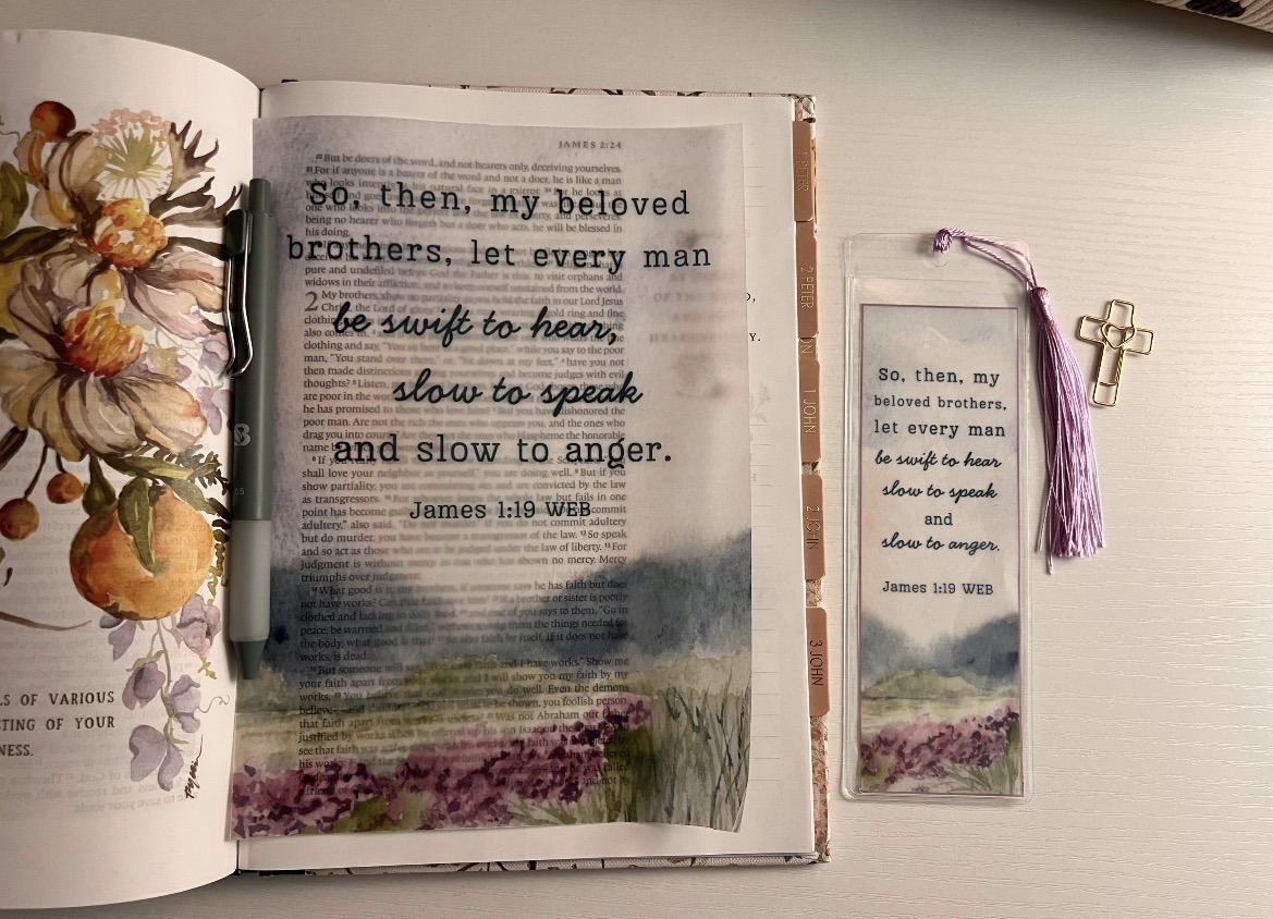 James 1:19 Bible Tip-In | Be Slow to Speak | Bible Journaling Insert | 5x7, 6x8 - Image 5