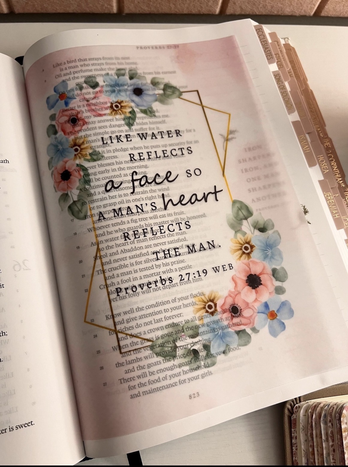 Proverbs 27:19 Bible Tip-In | Floral Vellum Bible Journaling Insert | 5x7, 6x8