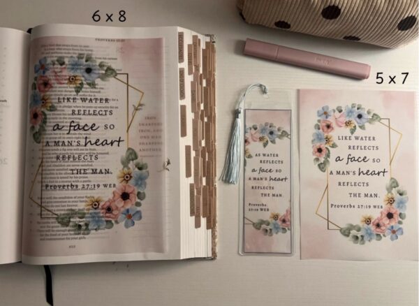 Proverbs 27:19 Bible Tip-In | Floral Vellum Bible Journaling Insert | 5x7, 6x8 - Image 2