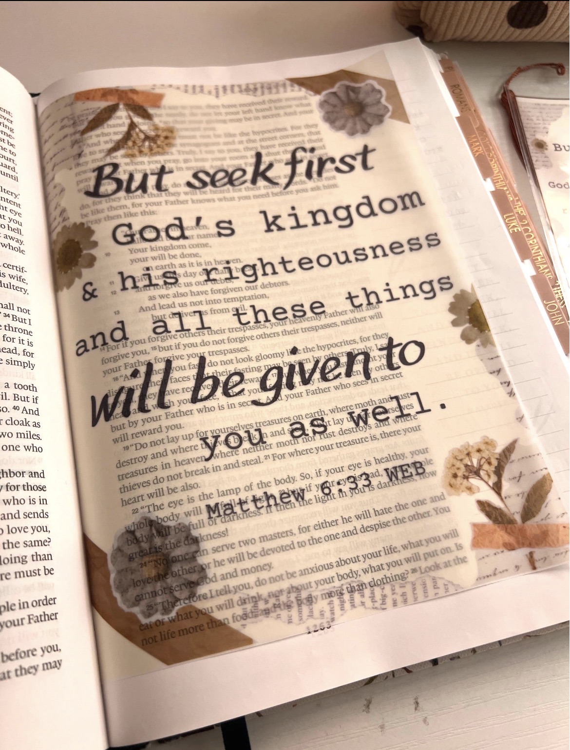 Matthew 6:33 Bible Tip-In | Seek First God’s Kingdom | Vellum Insert | 5x7, 6x8