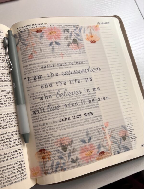 John 11:25 Bible Tip-In | I Am Resurrection and Life | Vellum Insert | 5x7, 6x8 - Image 2