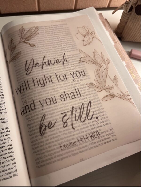 Exodus 14:14 Bible Tip-In | Be Still Scripture Vellum | Journaling Insert | 5x7, 6x8